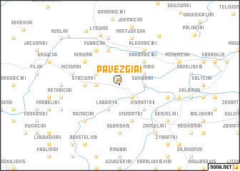 map of Pavėžgiai