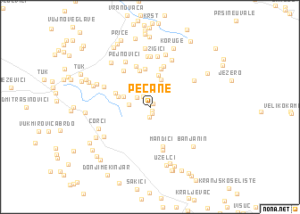 map of Pećane