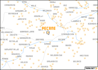 map of Pećane