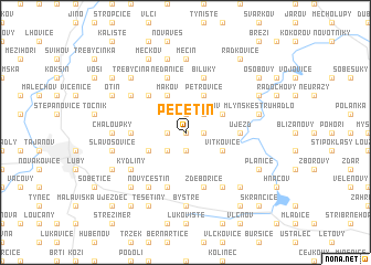 map of Pečetín