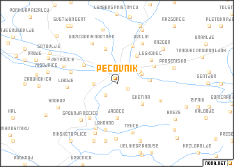 map of Pećovnik