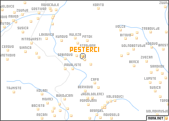 map of Pešterci