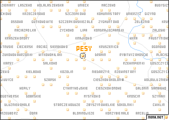 map of Pęsy