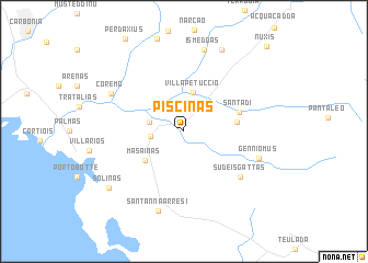 map of Piscinas