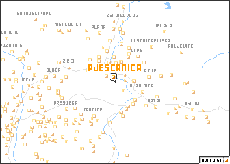 map of Pješčanica