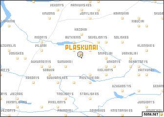 map of Plaskūnai