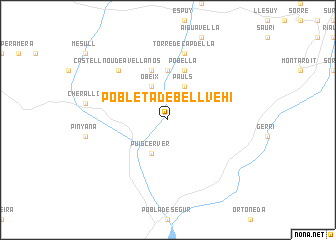 map of Pobleta de Bellvehí