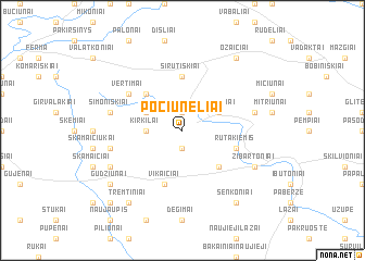 map of Pociūnėliai