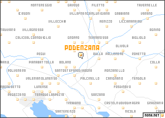 map of Podenzana