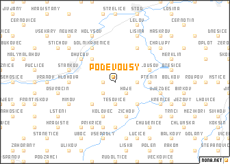 map of Poděvousy