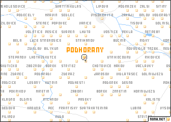 map of Podhořany