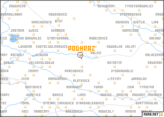 map of Podhráz