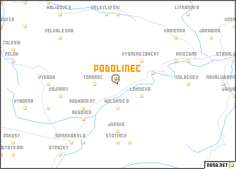 map of Podolínec