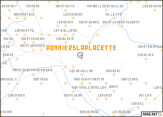 map of Pommiers-la-Placette