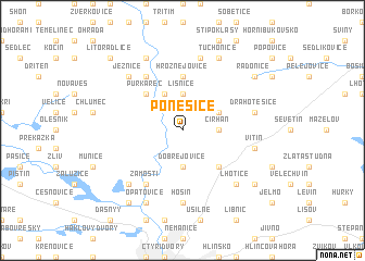 map of Poněšice