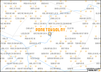 map of Ponętów Dolny