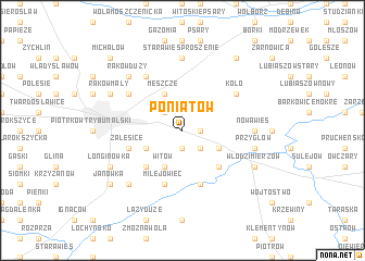 map of Poniatów