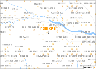 map of Ponikve