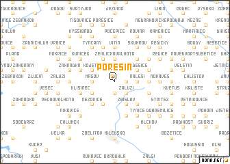 map of Porešín