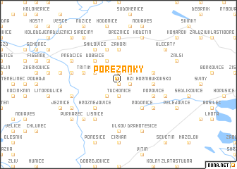 map of Pořežánky