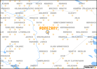 map of Pořežany