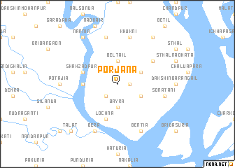 map of Porjana