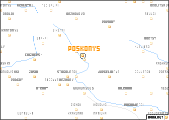 map of Poškonys