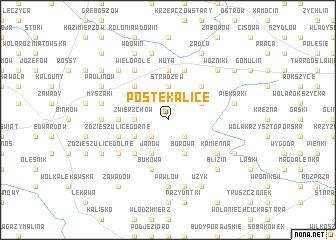 map of Postękalice