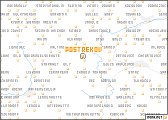 map of Postřekov