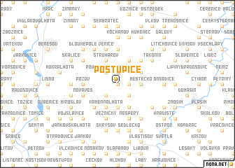 map of Postupice