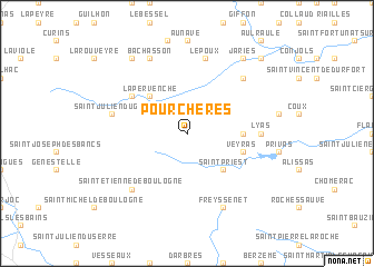 map of Pourchères