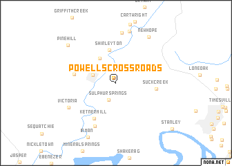 map of Powells Crossroads