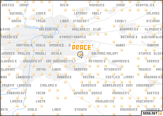 map of Práče