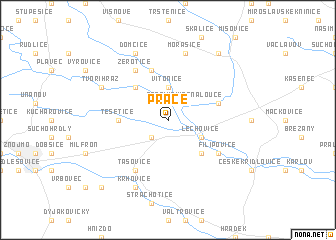 map of Práče