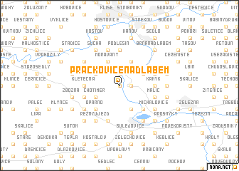 map of Prackovice nad Labem