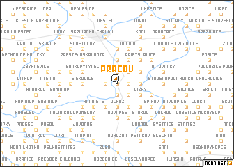 map of Práčov