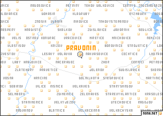 map of Pravonín