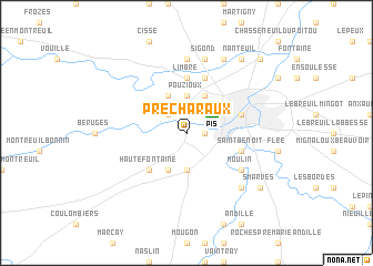 map of Précharaux