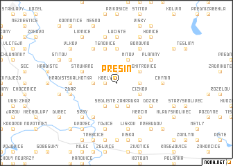 map of Přešín