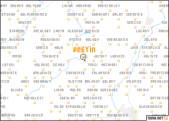 map of Přetín