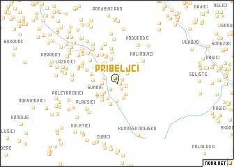 map of Pribeljci