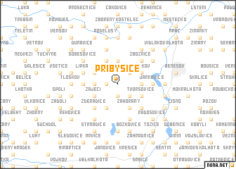 map of Přibyšice