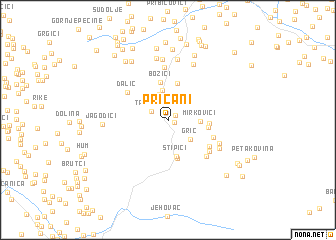 map of Pričani