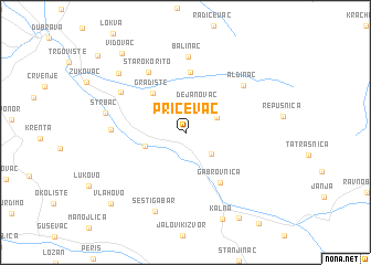 map of Pričevac