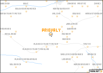 map of Prievaly