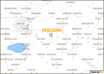 map of Pročiūnai