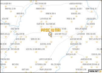 map of Pročiūnai