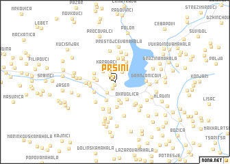 map of Pršini