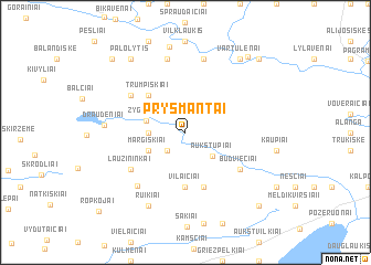 map of Pryšmantai