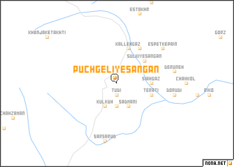 map of Pūch Gelī-ye Sangān
